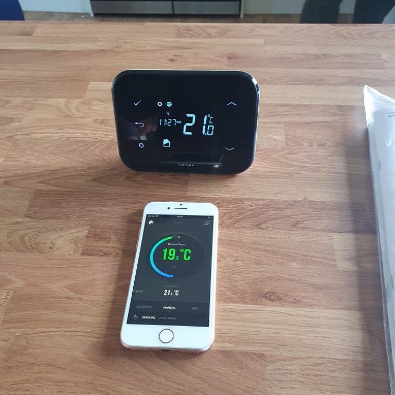smart thermometer set up to control heating
