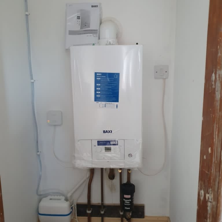 Newly installed gas boiler in a home
